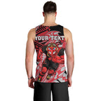 Personalized Essendon Bombers Men Tank Top Polynesian Tribal Bomber Pilot Mascot With Hibiscus Floral Art