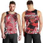 Personalized Essendon Bombers Men Tank Top Polynesian Tribal Bomber Pilot Mascot With Hibiscus Floral Art