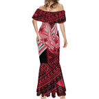 Personalized Essendon Bombers Mermaid Dress Polynesian Tribal Bomber Pilot Mascot With Hibiscus Floral Art