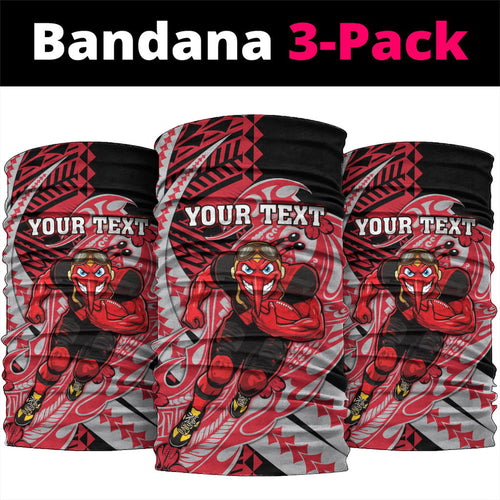 Personalized Essendon Bombers Neck Gaiter Polynesian Tribal Bomber Pilot Mascot With Hibiscus Floral Art