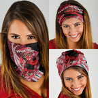 Personalized Essendon Bombers Neck Gaiter Polynesian Tribal Bomber Pilot Mascot With Hibiscus Floral Art