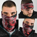 Personalized Essendon Bombers Neck Gaiter Polynesian Tribal Bomber Pilot Mascot With Hibiscus Floral Art