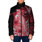 Personalized Essendon Bombers Padded Jacket Polynesian Tribal Bomber Pilot Mascot With Hibiscus Floral Art