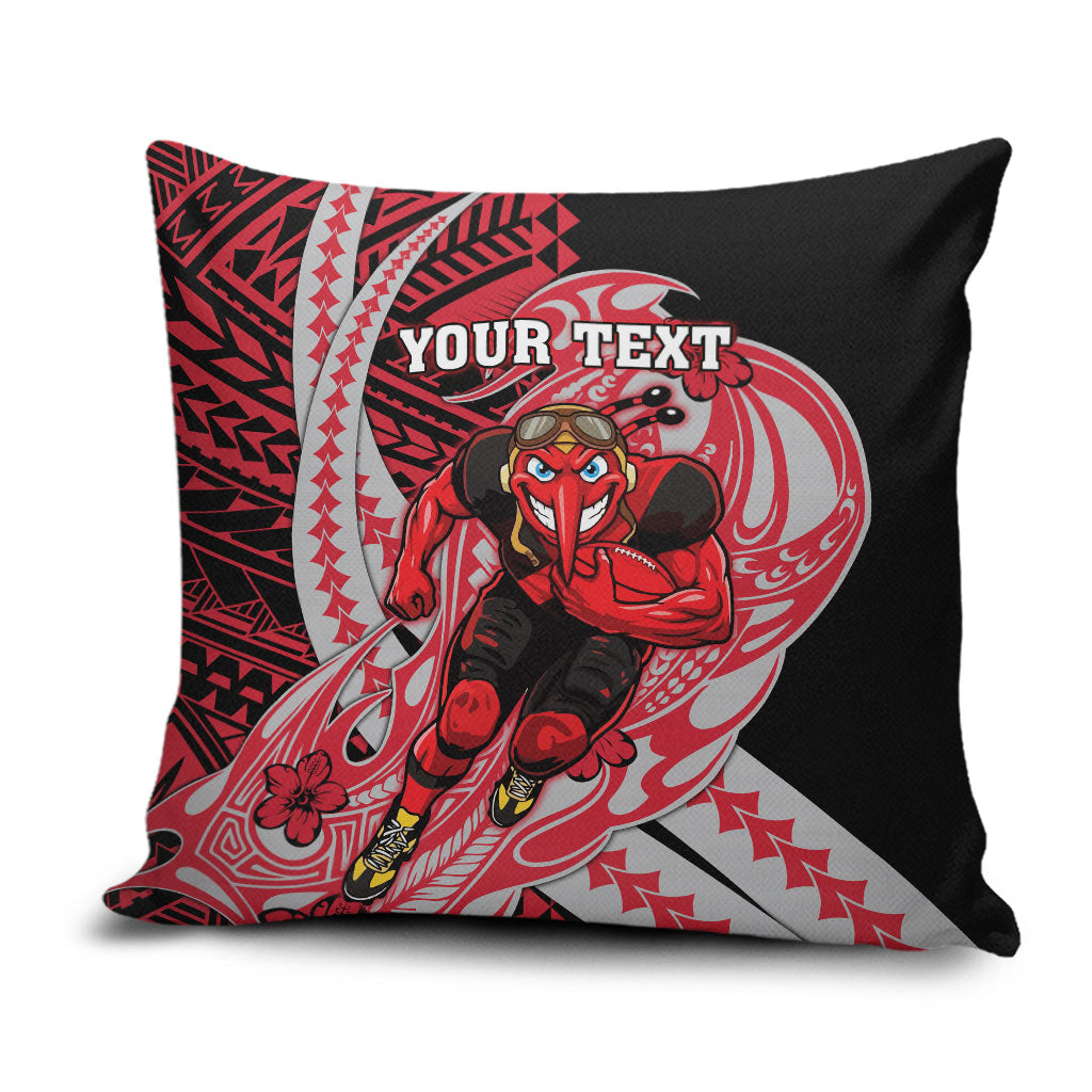 Personalized Essendon Bombers Pillow Cover Polynesian Tribal Bomber Pilot Mascot With Hibiscus Floral Art