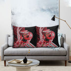 Personalized Essendon Bombers Pillow Cover Polynesian Tribal Bomber Pilot Mascot With Hibiscus Floral Art