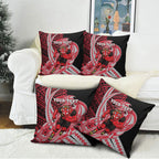Personalized Essendon Bombers Pillow Cover Polynesian Tribal Bomber Pilot Mascot With Hibiscus Floral Art