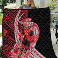 Personalized Essendon Bombers Quilt Polynesian Tribal Bomber Pilot Mascot With Hibiscus Floral Art