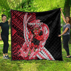 Personalized Essendon Bombers Quilt Polynesian Tribal Bomber Pilot Mascot With Hibiscus Floral Art