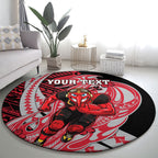 Personalized Essendon Bombers Round Carpet Polynesian Tribal Bomber Pilot Mascot With Hibiscus Floral Art