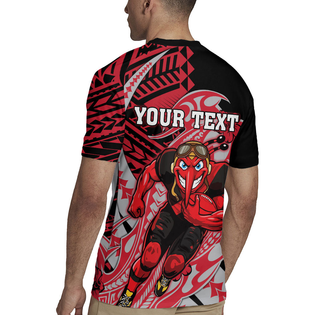 Personalized Essendon Bombers Rugby Jersey Polynesian Tribal Bomber Pilot Mascot With Hibiscus Floral Art