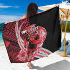 Personalized Essendon Bombers Sarong Polynesian Tribal Bomber Pilot Mascot With Hibiscus Floral Art
