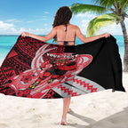 Personalized Essendon Bombers Sarong Polynesian Tribal Bomber Pilot Mascot With Hibiscus Floral Art