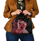 Personalized Essendon Bombers Shoulder Handbag Polynesian Tribal Bomber Pilot Mascot With Hibiscus Floral Art