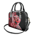 Personalized Essendon Bombers Shoulder Handbag Polynesian Tribal Bomber Pilot Mascot With Hibiscus Floral Art
