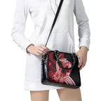 Personalized Essendon Bombers Shoulder Handbag Polynesian Tribal Bomber Pilot Mascot With Hibiscus Floral Art