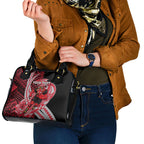 Personalized Essendon Bombers Shoulder Handbag Polynesian Tribal Bomber Pilot Mascot With Hibiscus Floral Art