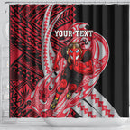 Personalized Essendon Bombers Shower Curtain Polynesian Tribal Bomber Pilot Mascot With Hibiscus Floral Art