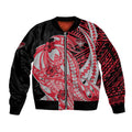 Personalized Essendon Bombers Sleeve Zip Bomber Jacket Polynesian Tribal Bomber Pilot Mascot With Hibiscus Floral Art