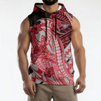 Personalized Essendon Bombers Sleeveless Hoodie Polynesian Tribal Bomber Pilot Mascot With Hibiscus Floral Art
