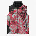 Personalized Essendon Bombers Sleeveless Puffer Jacket Polynesian Tribal Bomber Pilot Mascot With Hibiscus Floral Art