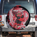 Personalized Essendon Bombers Spare Tire Cover Polynesian Tribal Bomber Pilot Mascot With Hibiscus Floral Art