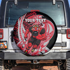 Personalized Essendon Bombers Spare Tire Cover Polynesian Tribal Bomber Pilot Mascot With Hibiscus Floral Art