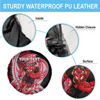 Personalized Essendon Bombers Spare Tire Cover Polynesian Tribal Bomber Pilot Mascot With Hibiscus Floral Art