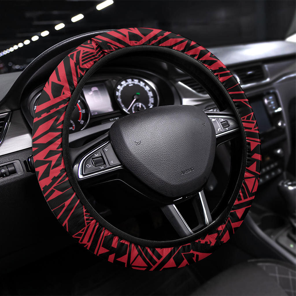 Essendon Bombers Steering Wheel Cover Polynesian Tribal Bomber Pilot Mascot With Hibiscus Floral Art