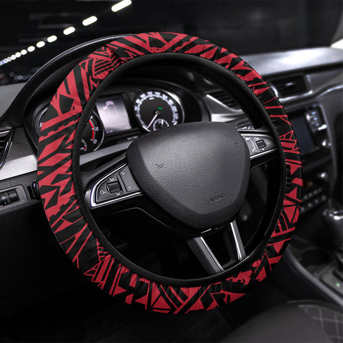 Essendon Bombers Steering Wheel Cover Polynesian Tribal Bomber Pilot Mascot With Hibiscus Floral Art
