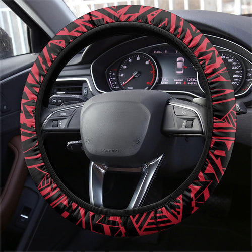 Essendon Bombers Steering Wheel Cover Polynesian Tribal Bomber Pilot Mascot With Hibiscus Floral Art