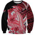 Personalized Essendon Bombers Sweatshirt Polynesian Tribal Bomber Pilot Mascot With Hibiscus Floral Art