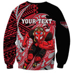 Personalized Essendon Bombers Sweatshirt Polynesian Tribal Bomber Pilot Mascot With Hibiscus Floral Art