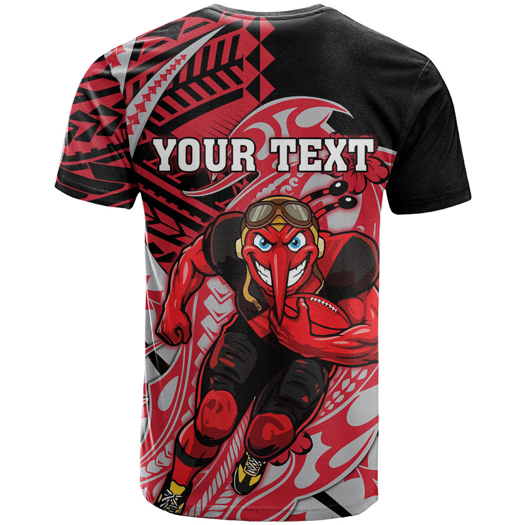 Personalized Essendon Bombers T Shirt Polynesian Tribal Bomber Pilot Mascot With Hibiscus Floral Art