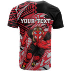 Personalized Essendon Bombers T Shirt Polynesian Tribal Bomber Pilot Mascot With Hibiscus Floral Art