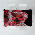 Personalized Essendon Bombers Tablecloth Polynesian Tribal Bomber Pilot Mascot With Hibiscus Floral Art