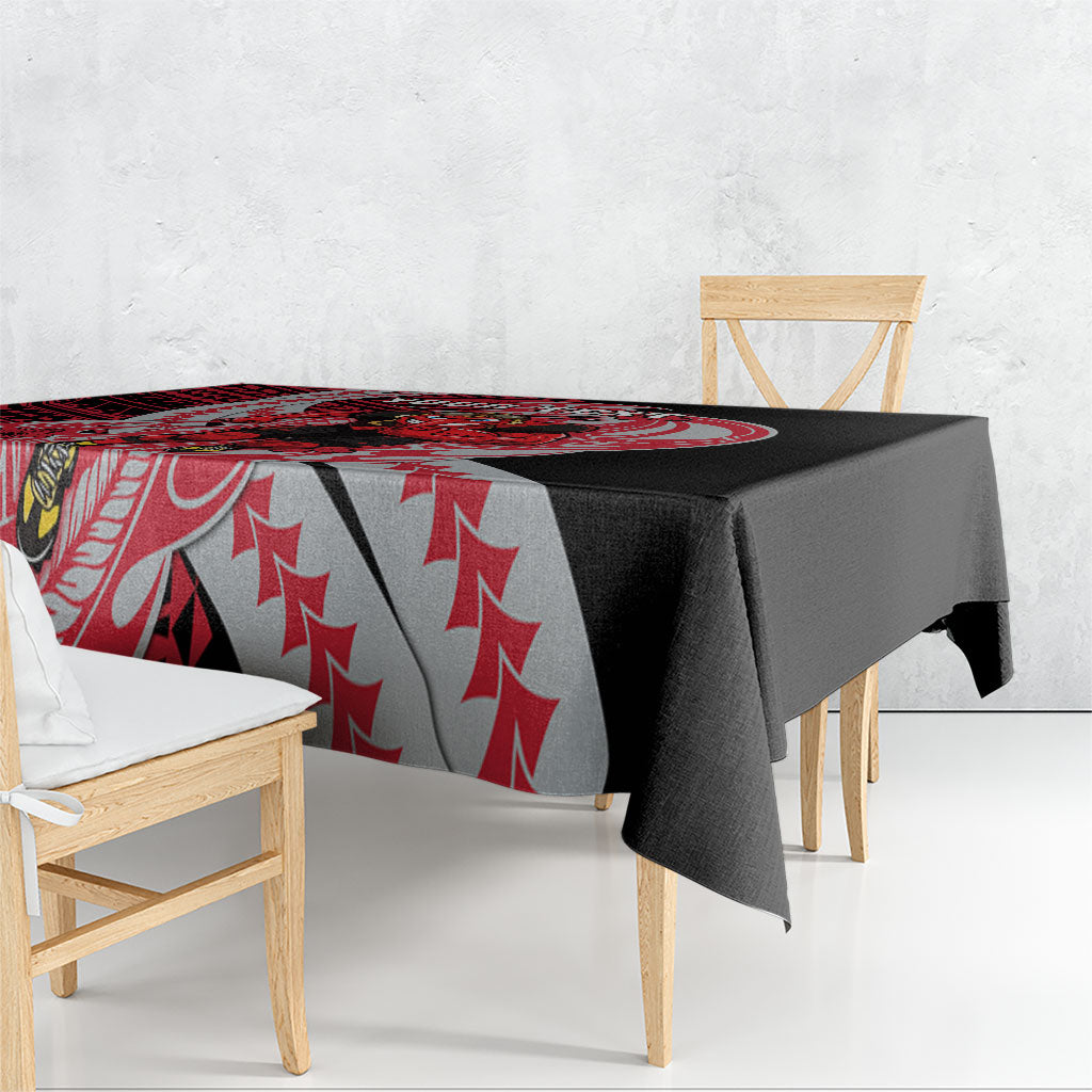 Personalized Essendon Bombers Tablecloth Polynesian Tribal Bomber Pilot Mascot With Hibiscus Floral Art