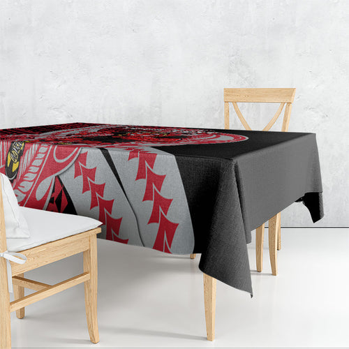 Personalized Essendon Bombers Tablecloth Polynesian Tribal Bomber Pilot Mascot With Hibiscus Floral Art