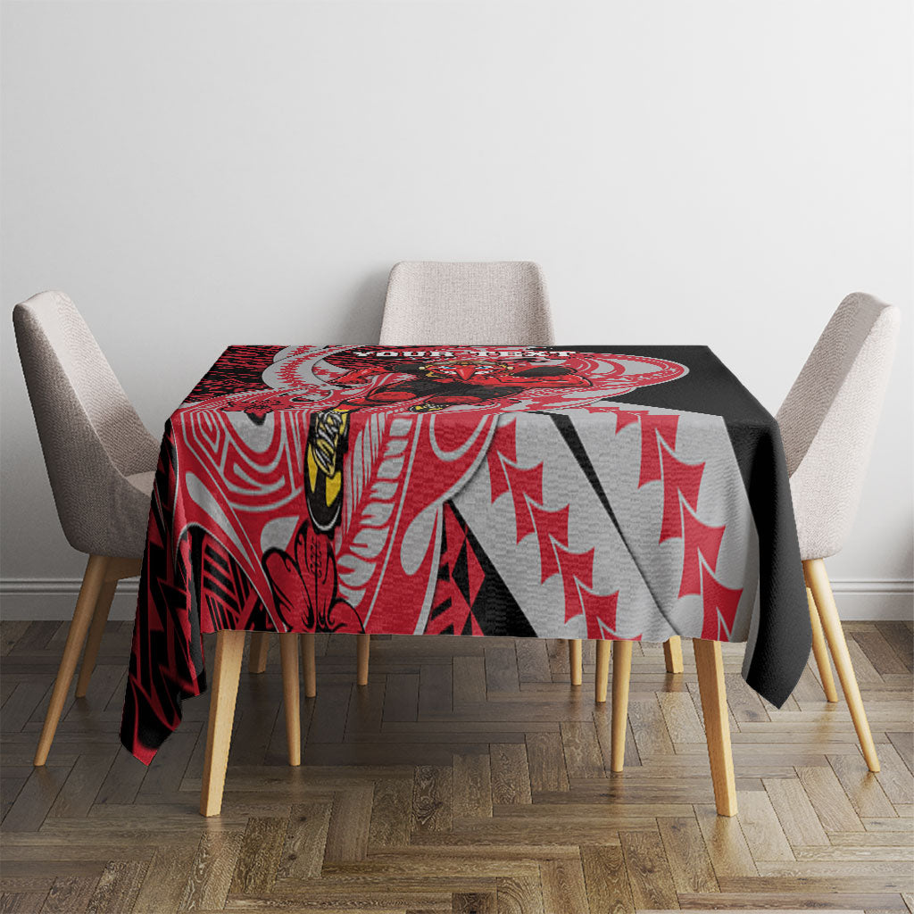 Personalized Essendon Bombers Tablecloth Polynesian Tribal Bomber Pilot Mascot With Hibiscus Floral Art