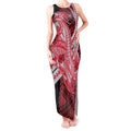 Personalized Essendon Bombers Tank Maxi Dress Polynesian Tribal Bomber Pilot Mascot With Hibiscus Floral Art