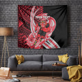 Personalized Essendon Bombers Tapestry Polynesian Tribal Bomber Pilot Mascot With Hibiscus Floral Art