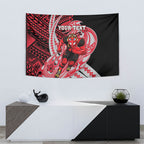 Personalized Essendon Bombers Tapestry Polynesian Tribal Bomber Pilot Mascot With Hibiscus Floral Art