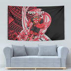 Personalized Essendon Bombers Tapestry Polynesian Tribal Bomber Pilot Mascot With Hibiscus Floral Art