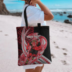 Personalized Essendon Bombers Tote Bag Polynesian Tribal Bomber Pilot Mascot With Hibiscus Floral Art
