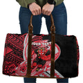 Personalized Essendon Bombers Travel Bag Polynesian Tribal Bomber Pilot Mascot With Hibiscus Floral Art