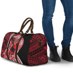 Personalized Essendon Bombers Travel Bag Polynesian Tribal Bomber Pilot Mascot With Hibiscus Floral Art