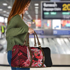 Personalized Essendon Bombers Travel Bag Polynesian Tribal Bomber Pilot Mascot With Hibiscus Floral Art