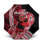 Personalized Essendon Bombers Umbrella Polynesian Tribal Bomber Pilot Mascot With Hibiscus Floral Art