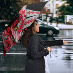 Personalized Essendon Bombers Umbrella Polynesian Tribal Bomber Pilot Mascot With Hibiscus Floral Art