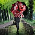 Personalized Essendon Bombers Umbrella Polynesian Tribal Bomber Pilot Mascot With Hibiscus Floral Art
