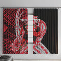 Personalized Essendon Bombers Window Curtain Polynesian Tribal Bomber Pilot Mascot With Hibiscus Floral Art